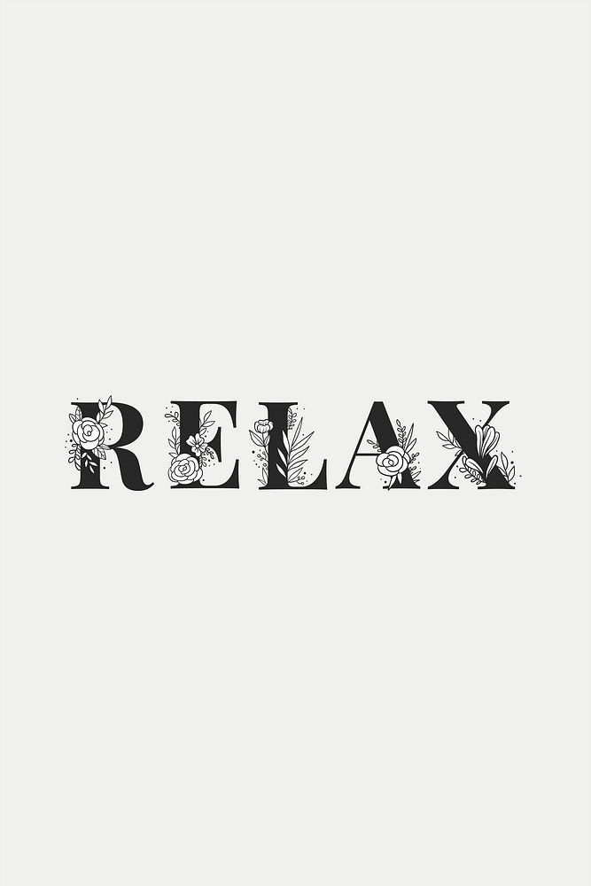 Relax word feminine lettering and typography vector