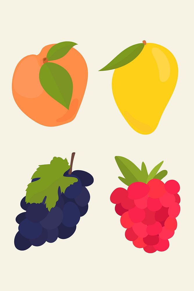 Vector pastel fruit sticker collection