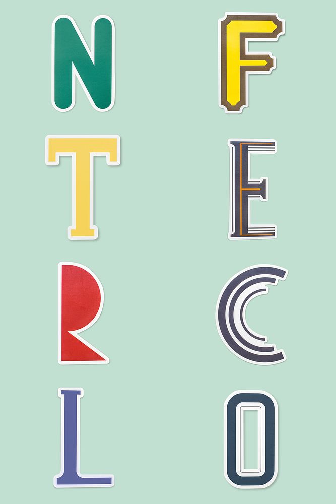 Creative alphabet typography paper craft illustration icons design element set