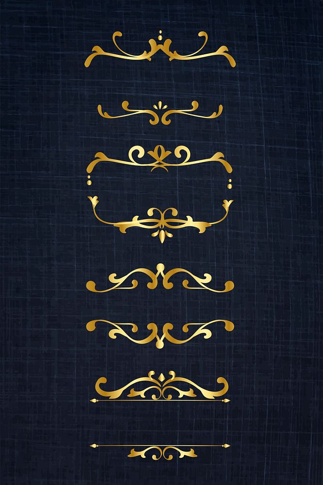Luxurious ornaments gold flourish frame set