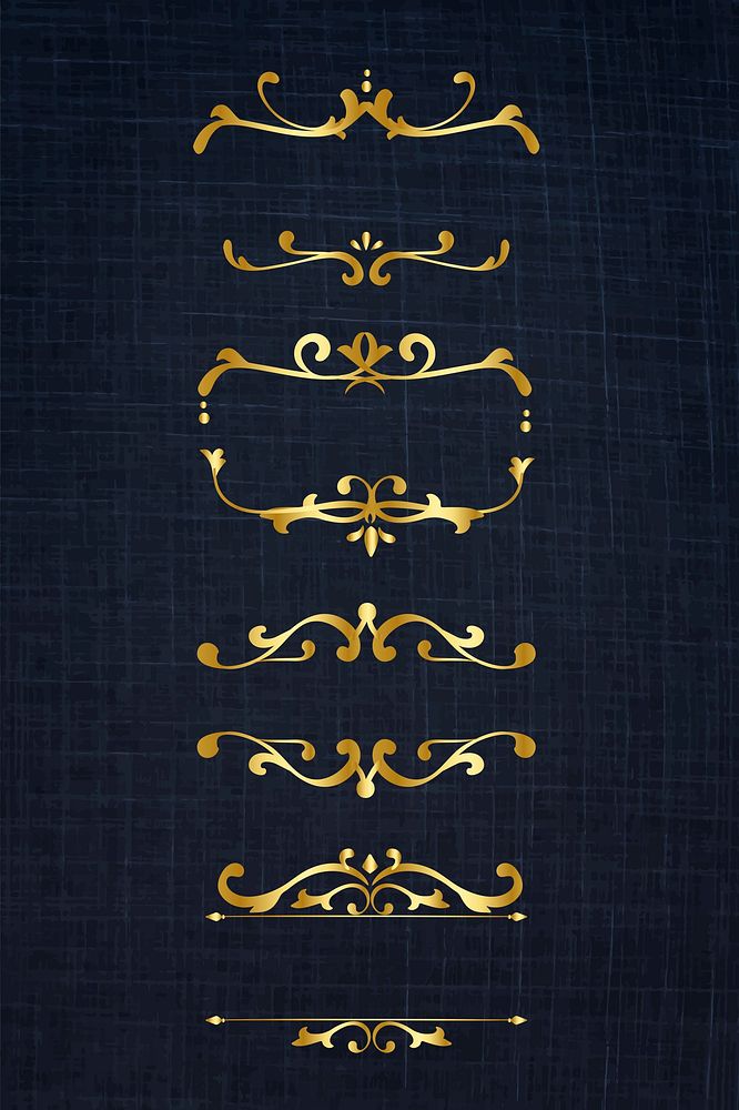 Gold ornamental filigree frame psd set
