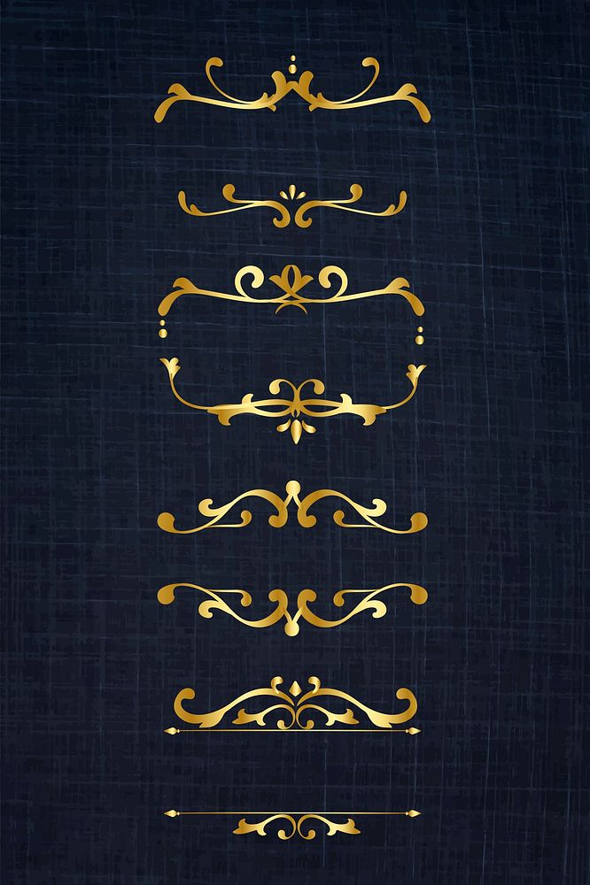Scroll ornament frame vector gold art deco set