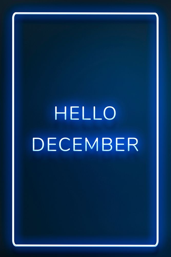 Neon frame Hello December border typography
