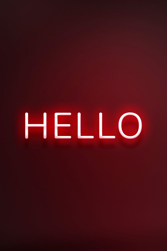 Glowing hello April neon lettering