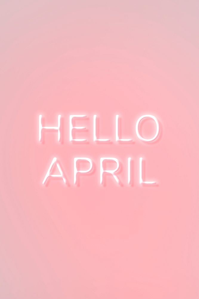 Glowing pink Hello April typography