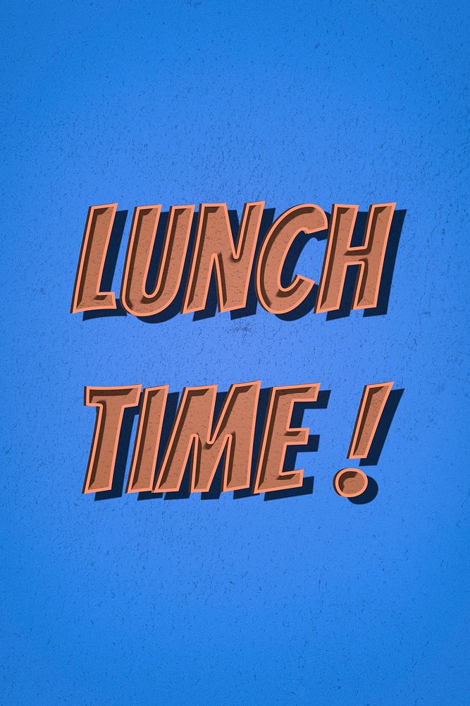 Lunch time! retro style shadow typography illustration 