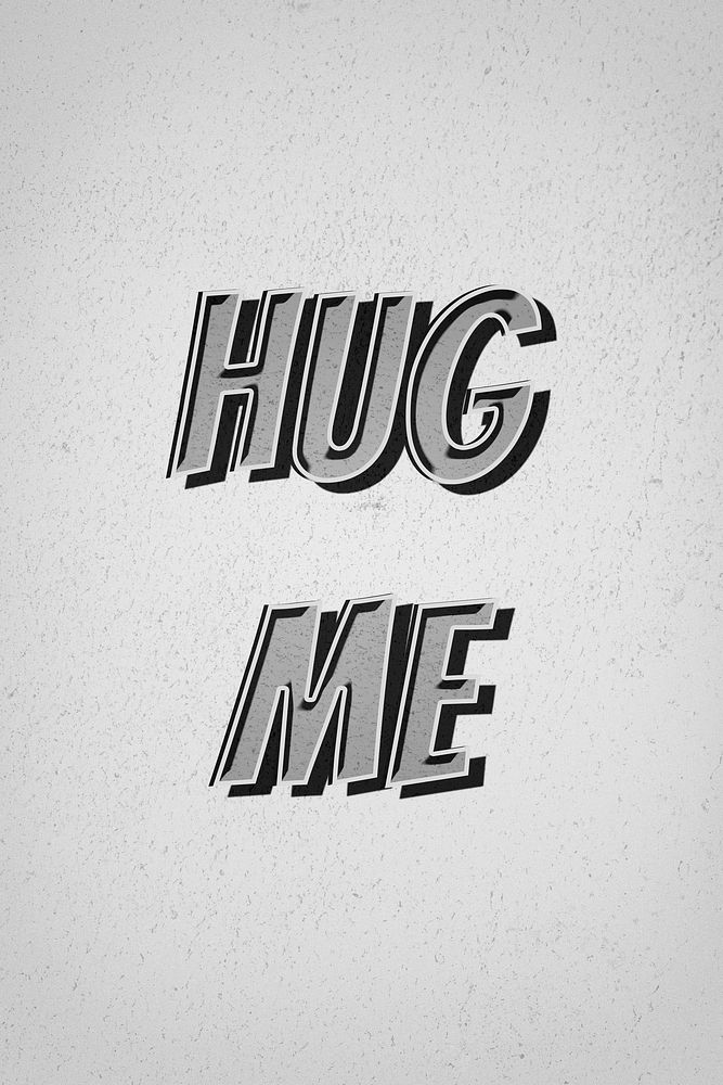 Hug me word comic font retro typography