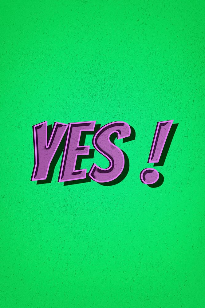 Yes! word retro cartoon typography on green