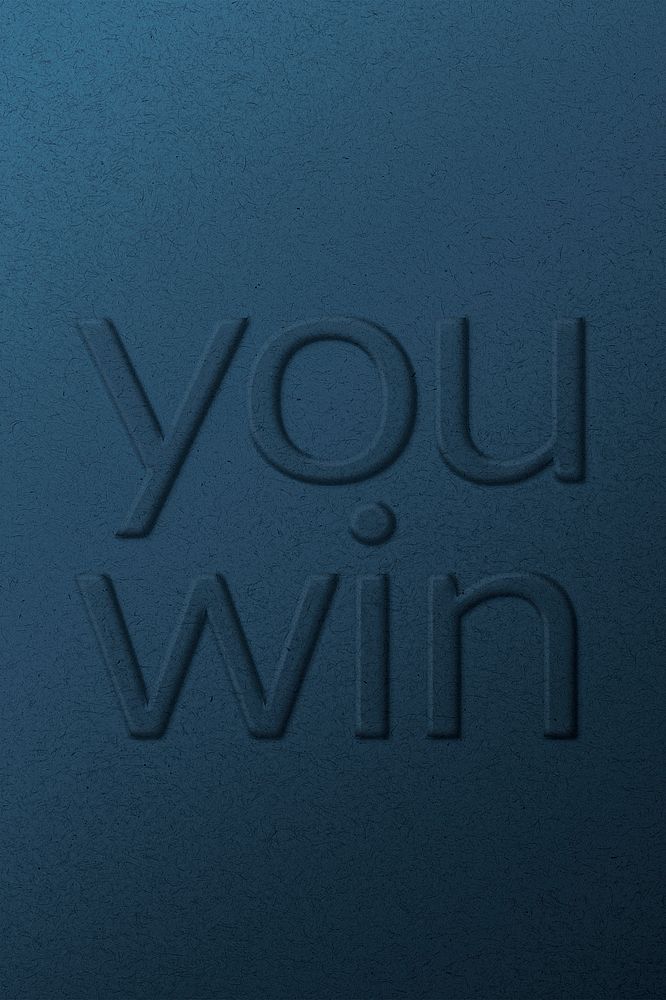 You win message emboss typography on paper texture
