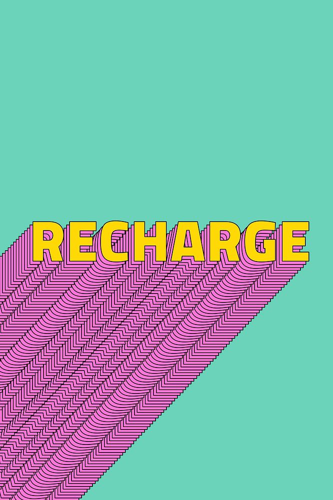 Recharge layered typography retro word