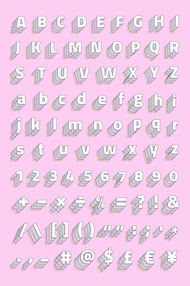 Vector Alphabet layered font typeface character set