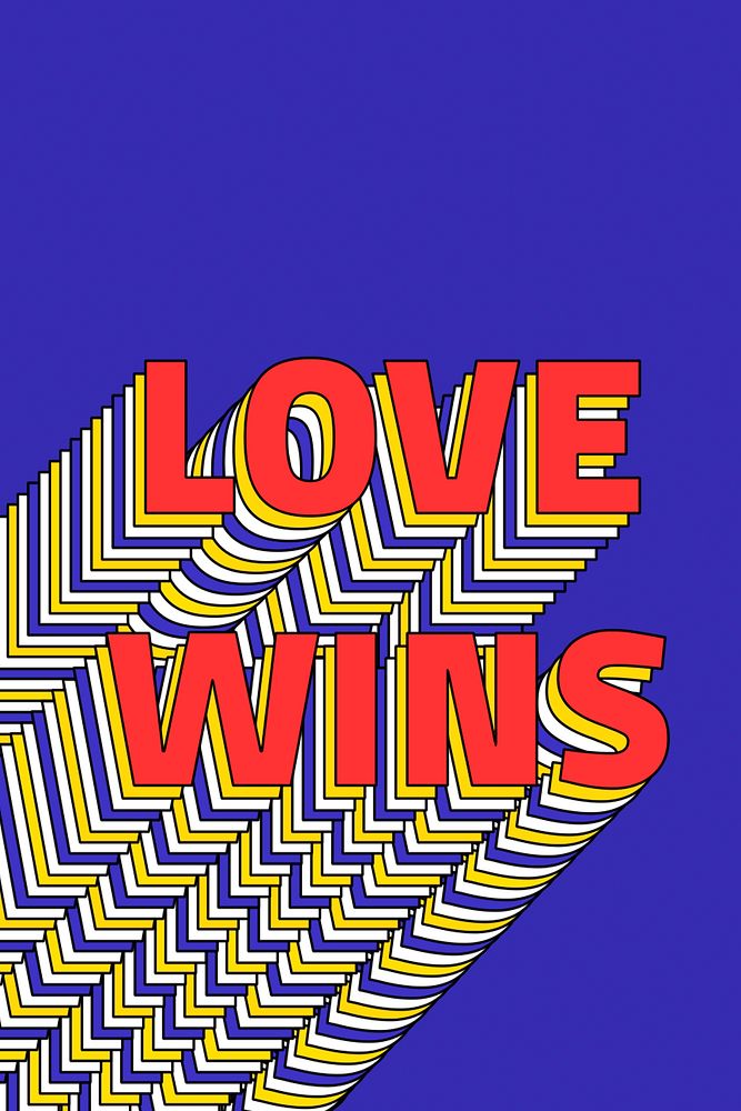 LOVE WINS layered word retro typography