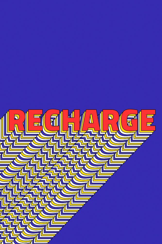 RECHARGE layered word retro typography