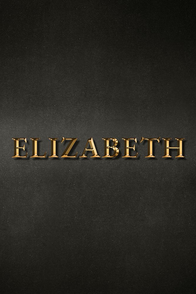 Gold Elizabeth typography on a black background design element