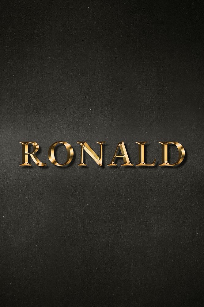 Ronald typography in gold effect design element