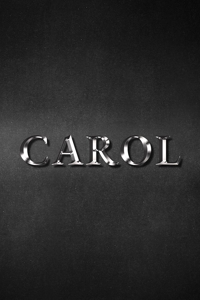 Carol typography in silver metallic effect design element 
