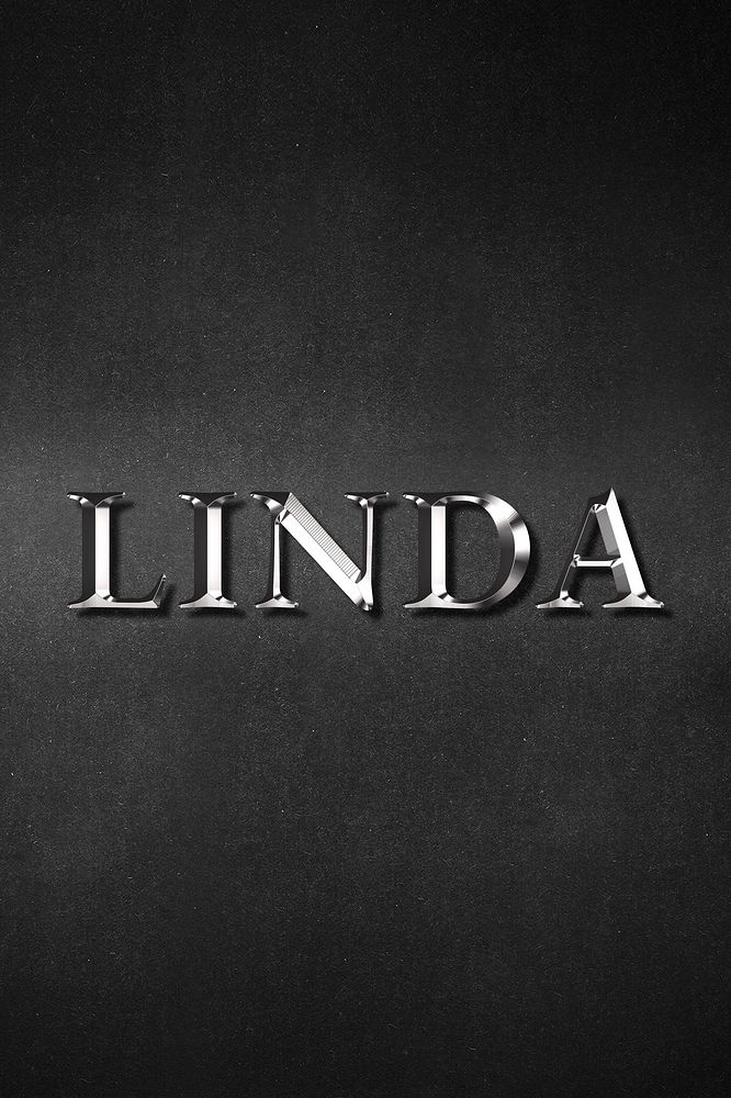 Linda typography in silver metallic effect design element