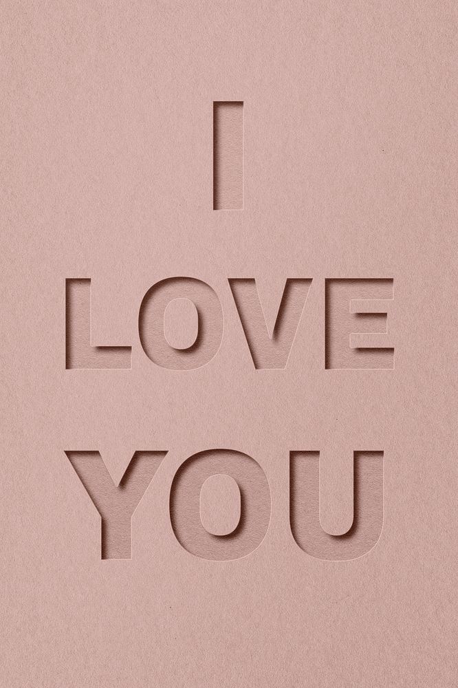I love you word bold font typography paper texture