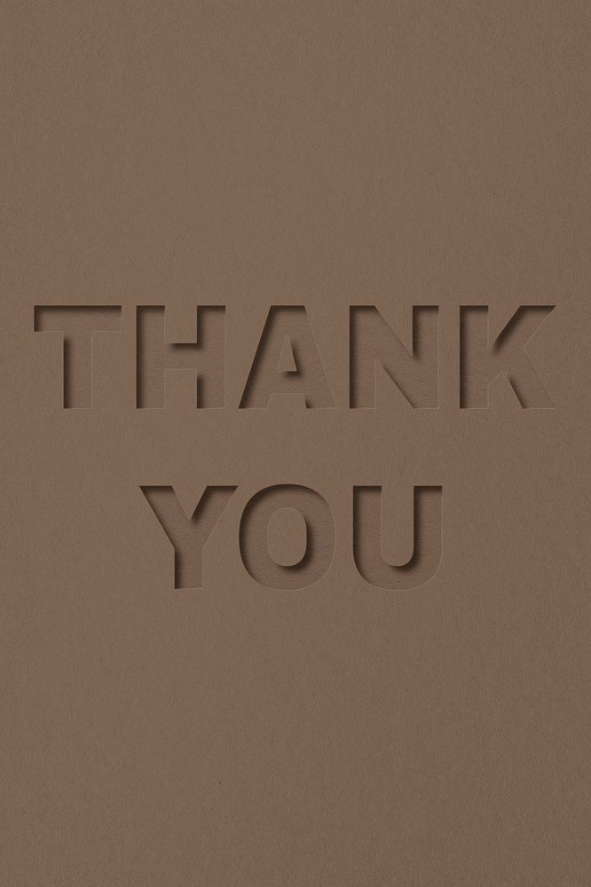 Thank you word bold paper cut font typography