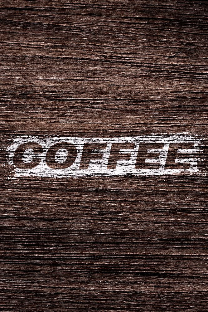 Bold italic coffee word wood texture