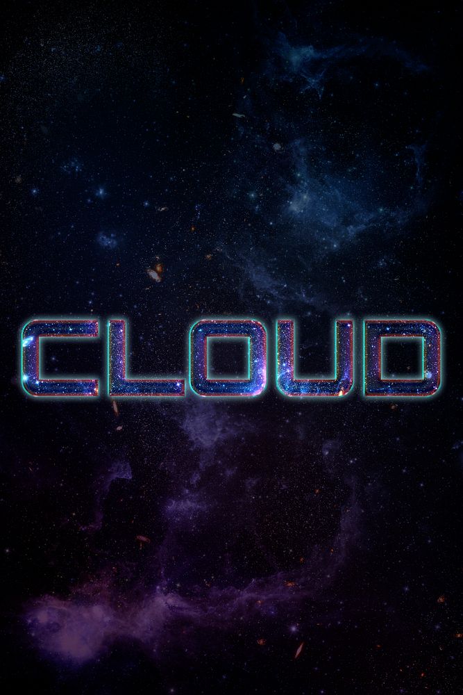 CLOUD word typography blue text