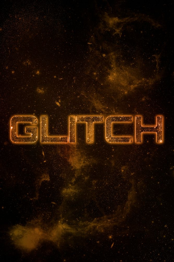GLITCH word typography brown text