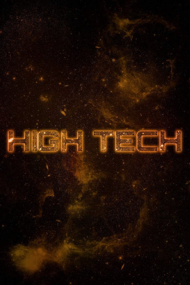 HIGH TECH word typography brown text
