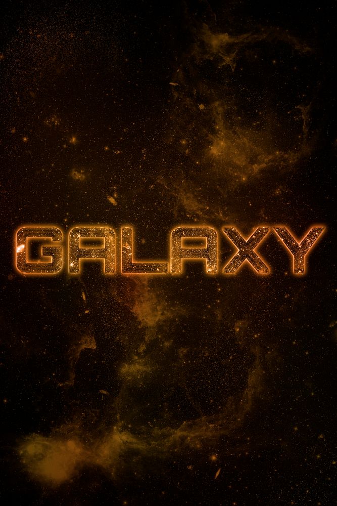 GALAXY word typography brown text