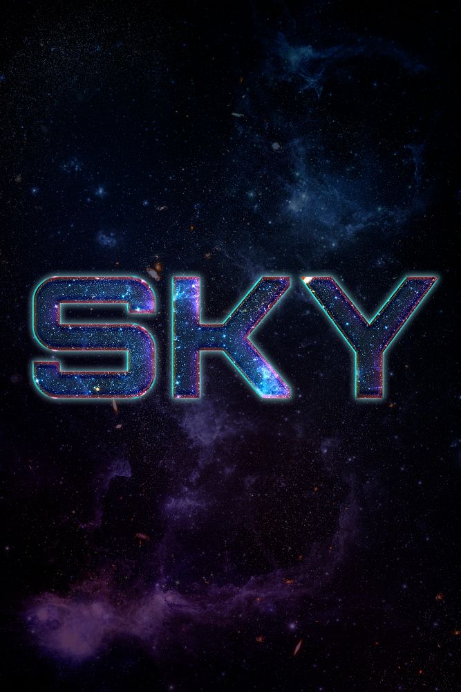 SKY word typography blue text