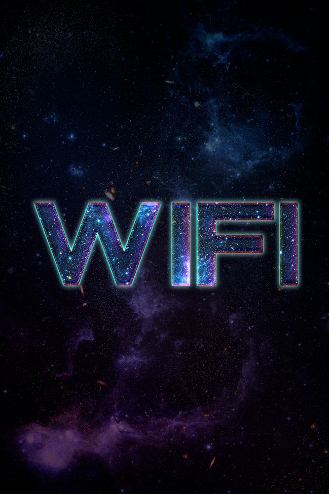 WIFI word typography blue text