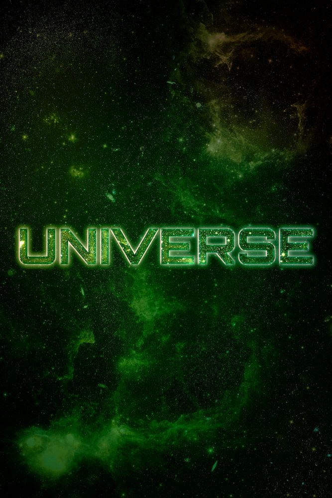 UNIVERSE word typography green text
