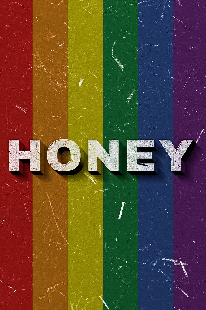Honey rainbow 3D trendy word textured font typography