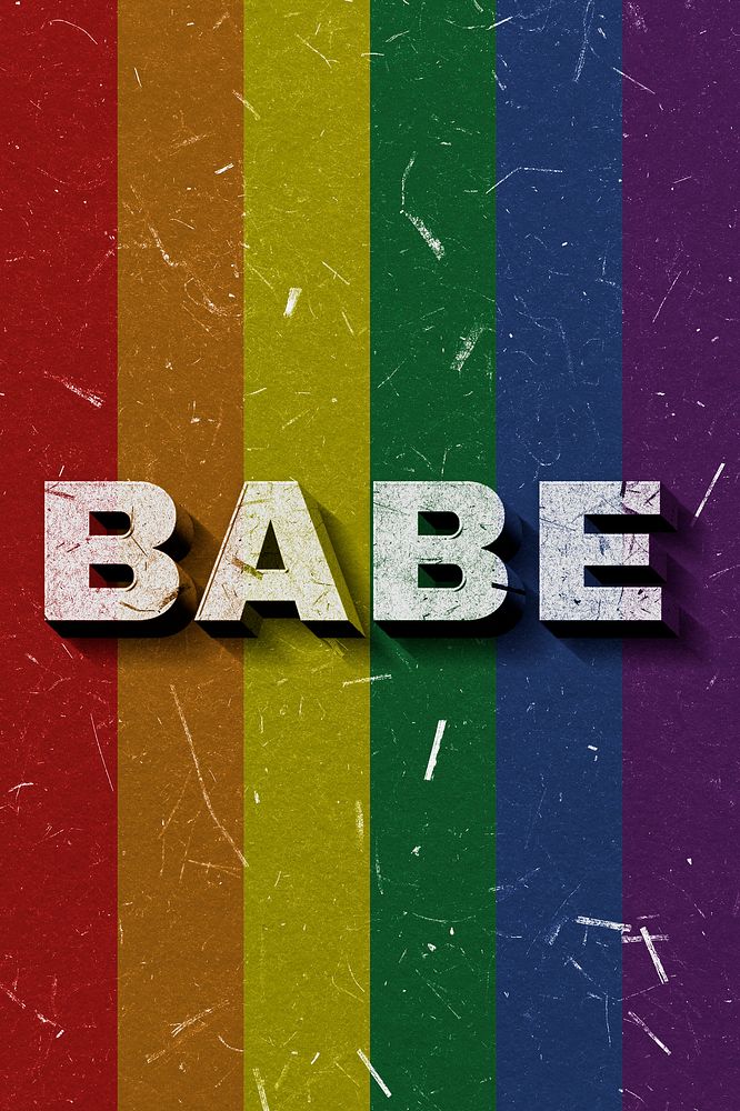 Babe rainbow 3D trendy word textured font typography