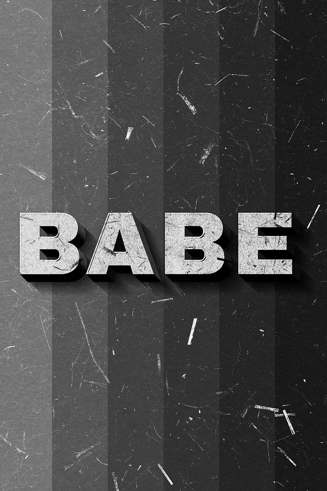 3D Babe grayscale text paper font typography