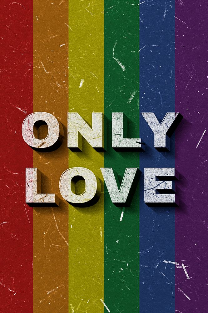 3D Only Love rainbow text paper font typography