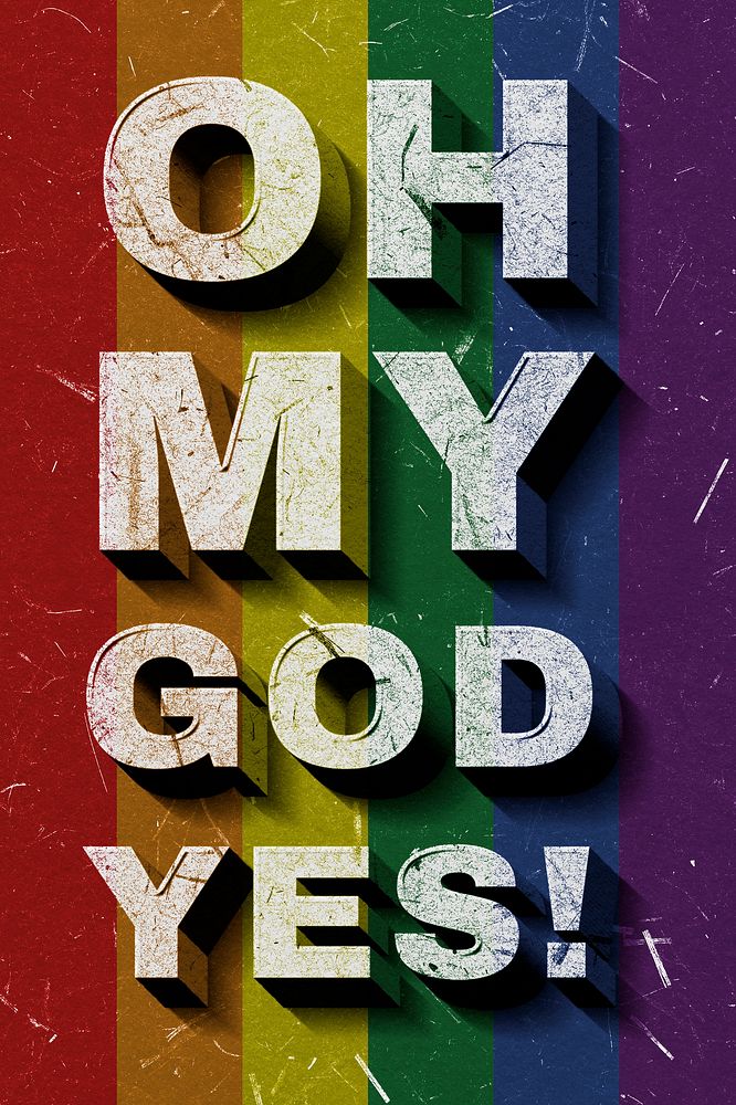 3D Oh My God, Yes! rainbow quote paper font typography banner