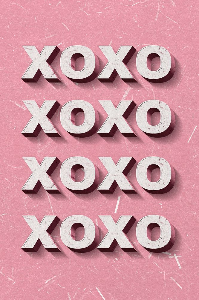 3D Xoxo pink word paper font typography banner