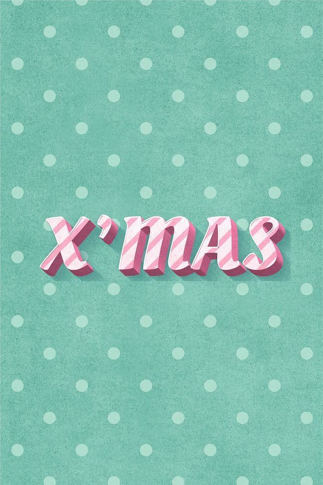 X'mas text 3d vintage typography polka dot background