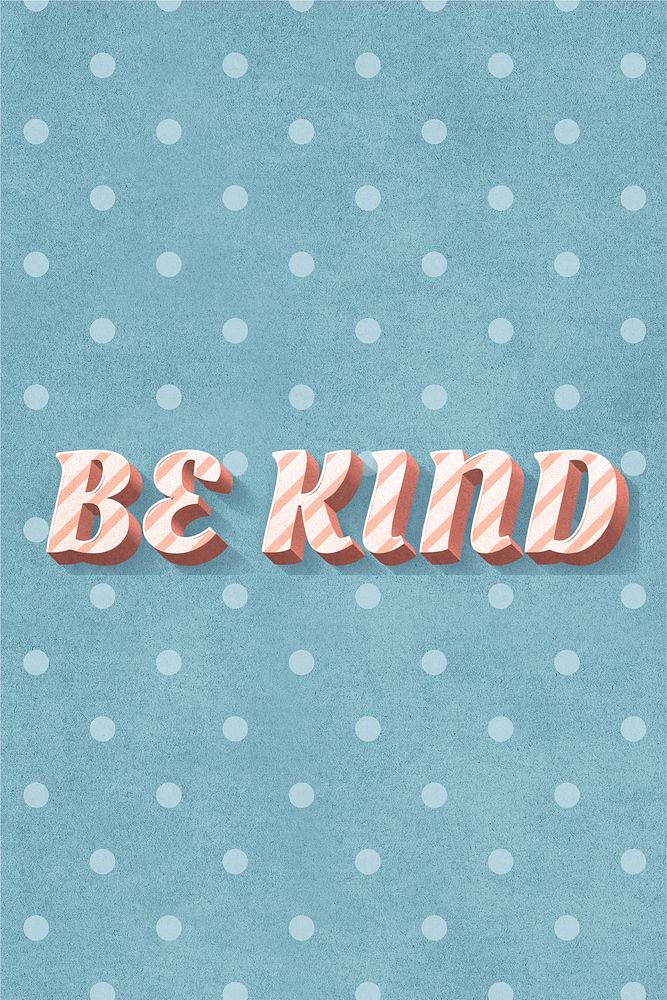 Be kind word colorful candy cane typography