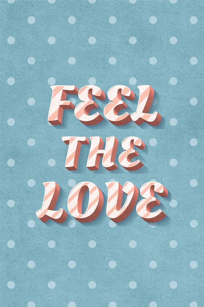 Feel the love word candy cane typography