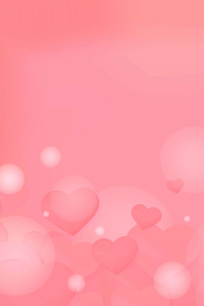 Vector pink heart bubble pattern background