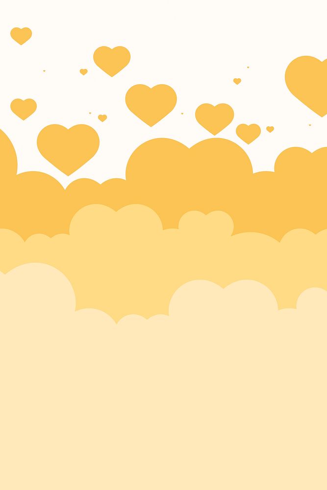 Vector heart above cloud yellow background