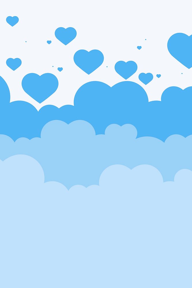 Abstract sky blue hearts background design space