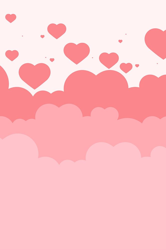 Vector heart pink background cloud pattern