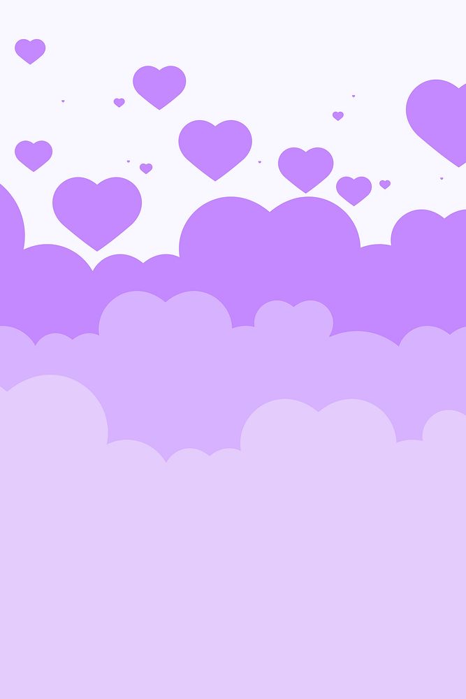 Vector heart pastel purple background cloud pattern