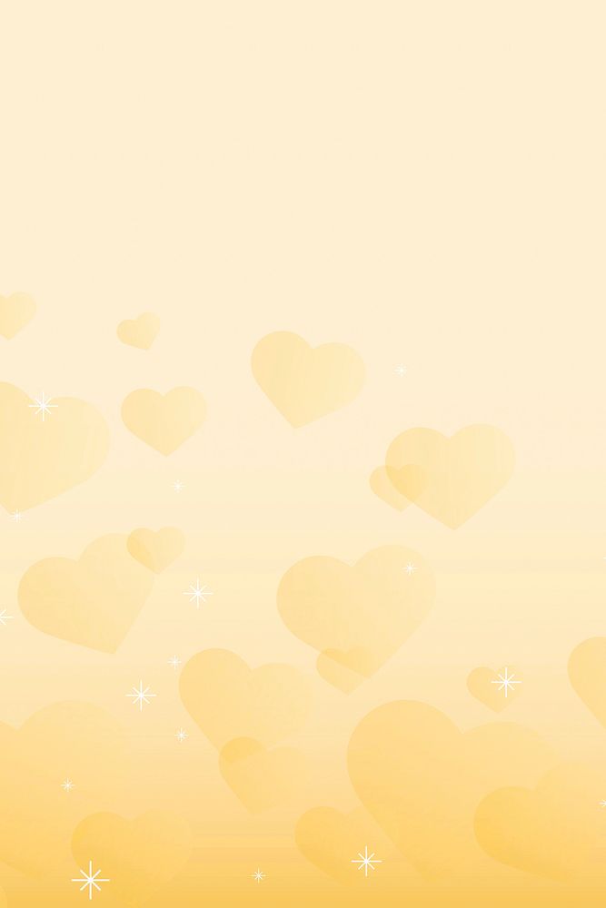 Vector sparkle yellow heart pattern background