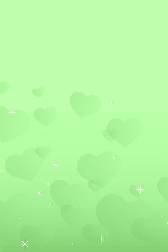 Abstract light green hearts background design space