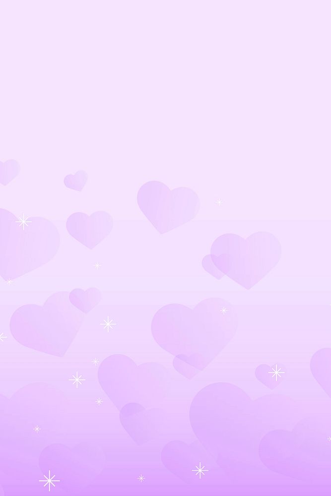 Vector sparkle heart pattern purple background