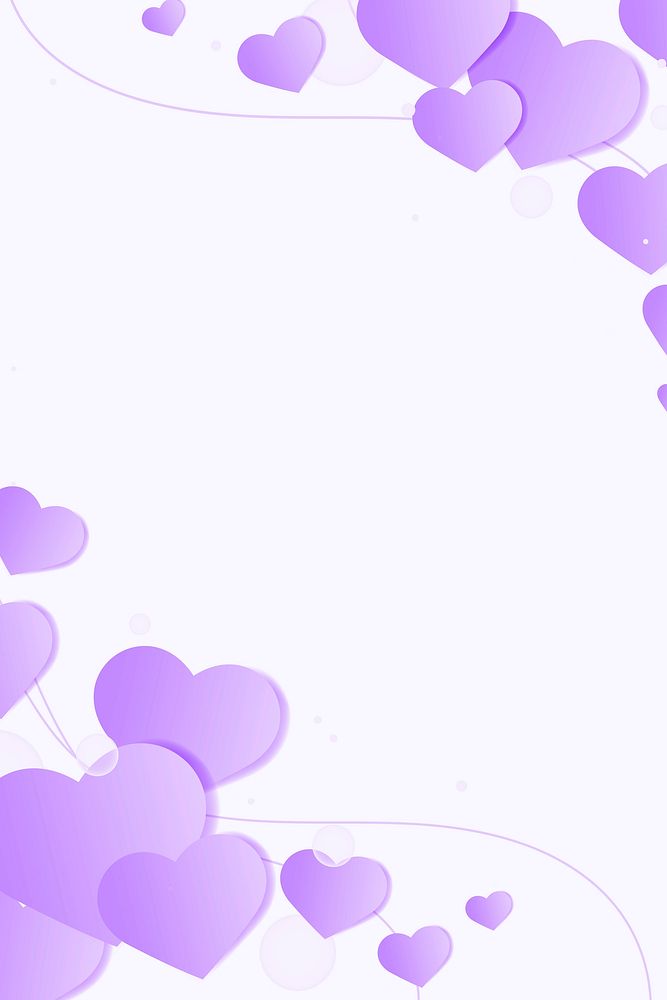 Vector heart border purple background  