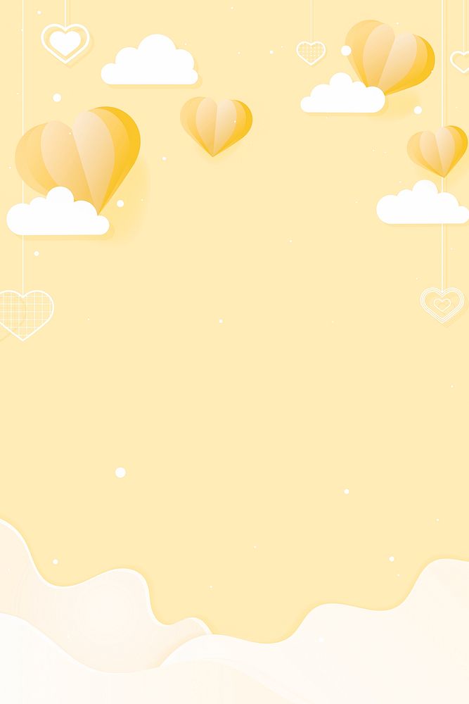 Background with yellow hanging hearts
